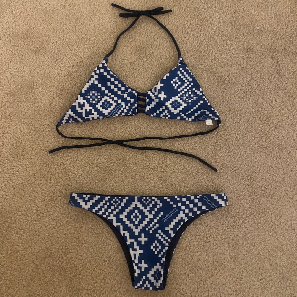 NBW - Blue Aztec Reversible Style Bikini